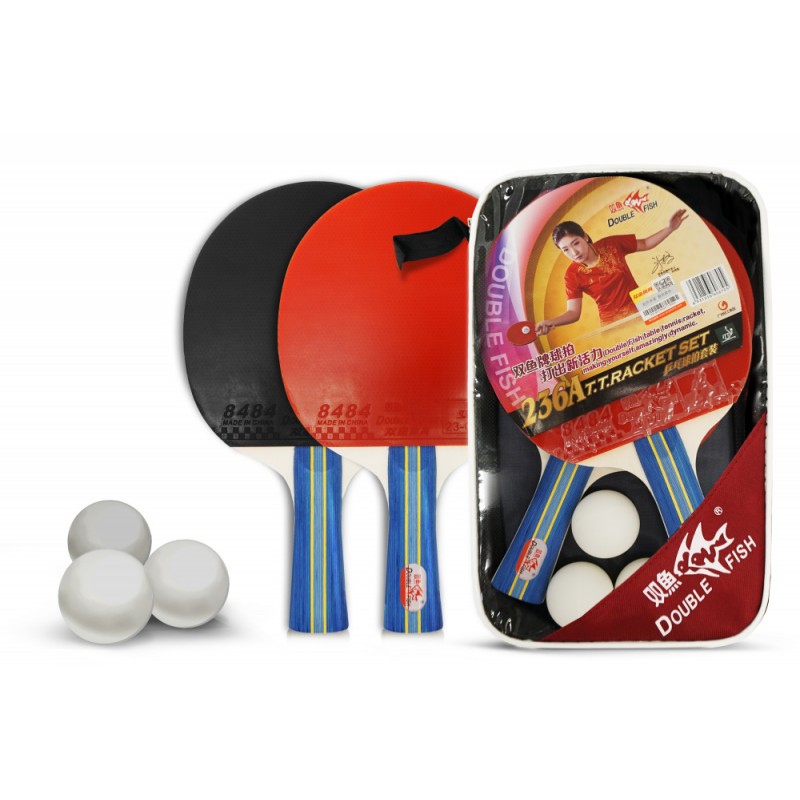 ჩოგნები და ბურთები Double Fish 2 ჩ-ნი, 3 ბურთი კომპლ.